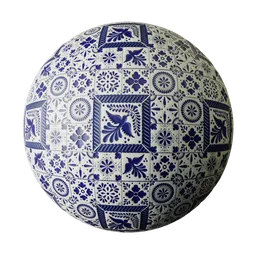 Blue Floral Patchwork Tile