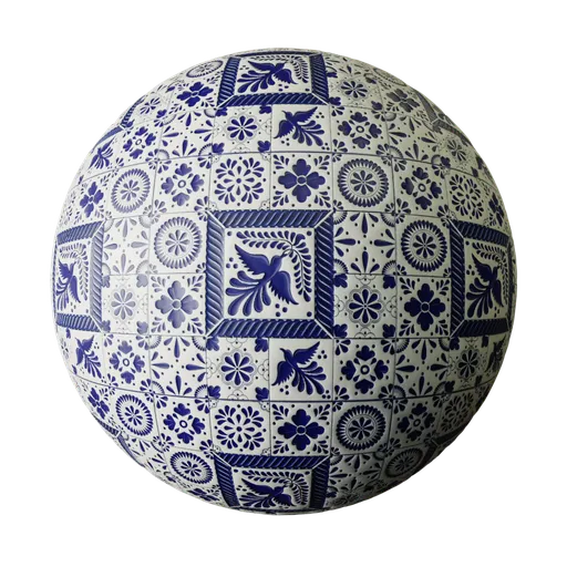 Blue Floral Patchwork Tile