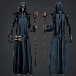 Skeleton mage Rigged Game Ready