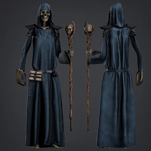 Skeleton mage Rigged Game Ready
