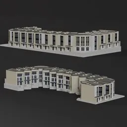Detailed 3D model of an exterior apartment house suitable for Blender rendering, showcasing architecture design.