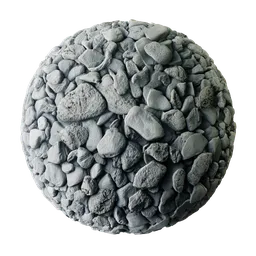 Grey pebble PBR texture for 3D materials with detailed displacement.