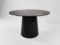 Round black marble top 3D table model for modern interior design render in Blender.