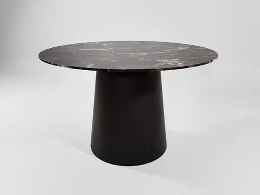 Round black marble top 3D table model for modern interior design render in Blender.