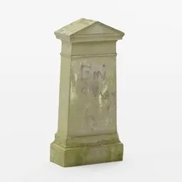 Detailed 3D model of an aged gravestone for Blender with realistic PBR textures.