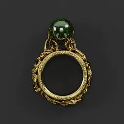 Highly detailed 3D model of a fantasy ring with Slavic inscriptions and natural root elements, designed in Blender.