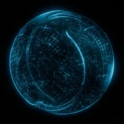 Procedurally generated, animated blue holographic PBR material for Blender 3D, optimal for high-poly modeling in CYCLES render.