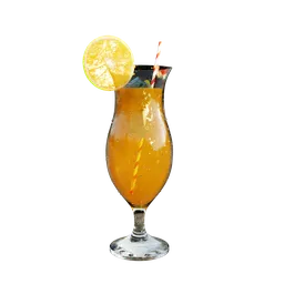 "Refreshing glass of orange juice with lemon slice, perfect for a hot summer day. 3D model created in Blender 3D for drink category."