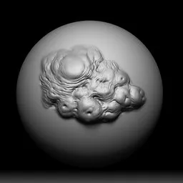 3D Blender sculpting brush for monstrous details, NS Mutant Growth creates textured mass on models.