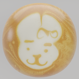 PBR 3D rendering of a creamy coffee surface with a cute bunny design, ideal for Blender 3D liquid textures.