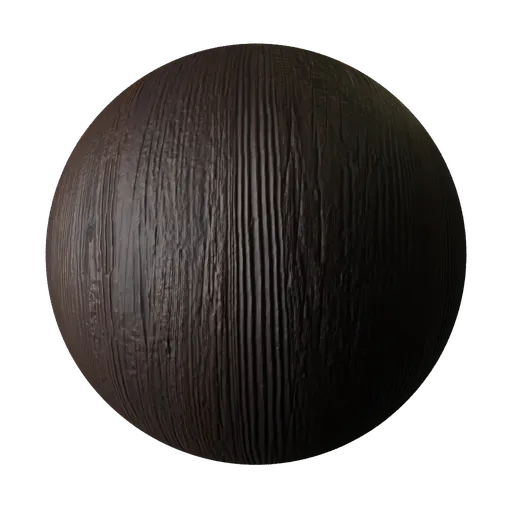 2K PBR dark wood plank texture for Blender, tiling with displacement effect, suitable for various 3D apps.