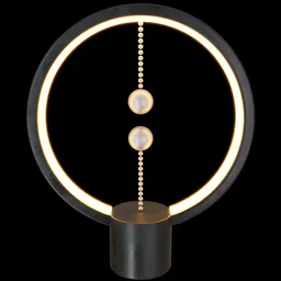 Modern circular 3D table lamp model with PBR materials, ideal for Blender 3D project decoration.