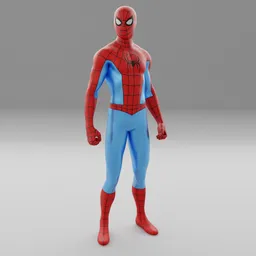 "Spider-Man No Way Home Suit - High-quality 3D model for Blender 3D. Accurate recreation of the iconic suit seen in the new Spider-Man movie, featuring 4k and 8k textures, adjustable lenses, and various pose options. Perfect for game characters and comic-styled projects in need of a visually stunning hero."