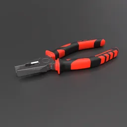 "Brandless handtool pliers with black and red handle, expertly rendered in Vray and RedShift. 3D model for Blender 3D by August Lemmer and The Mazeking inspired, perfect for any DIY project."