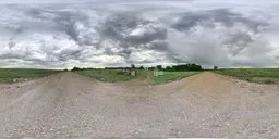 Overcast sky over rural landscape HDR for 3D scene lighting with grass and gravel textures.