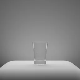 "Tableware set: Shot Glass 2 - Monochrome 3D model in Blender 3D with transparent water. Perfect for realistic product shots and still life scenes."