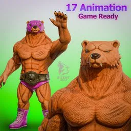 Bearrior-Rigged-Animated