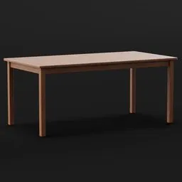 "High-quality 3D model of a rectangular wooden table, perfect for Blender 3D. Features six seating places and realistic body shape inspired by Henry Woods. Rendered in Unreal Engine 5 with a 360 render panorama, making it an excellent choice for interior design projects."