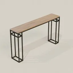 Wooden Table Bar Steel Leg