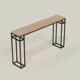 Industrial Wood Console Table Steel Base