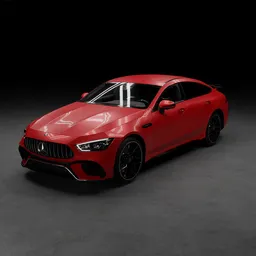Detailed 3D rendering of a red Mercedes AMG GT63s sports car, ideal for Blender 3D project assets.