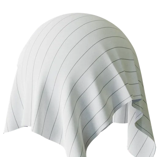 High-quality white striped fabric material for 3D rendering in Blender with PBR 4K texture.