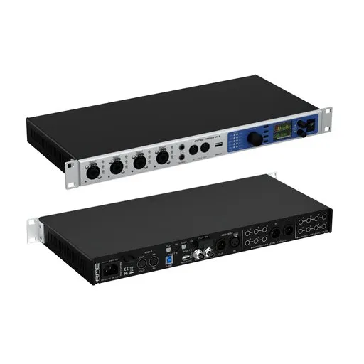 Detailed 3D model of an audio interface, crafted in Blender with high-resolution textures and suitable for close-up renders.