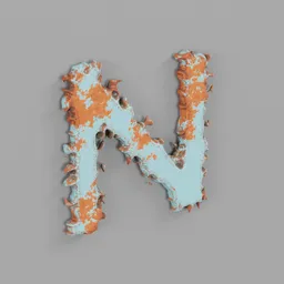 Rough metal Letter N
