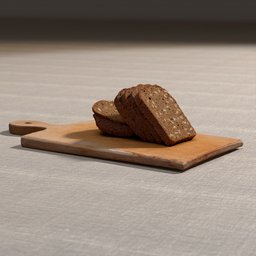 Sliced rye bread on a cutting board