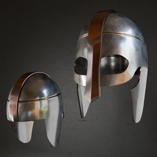 Historic military 3D helmet model with accurate details and high-quality metal textures, ready for Blender.