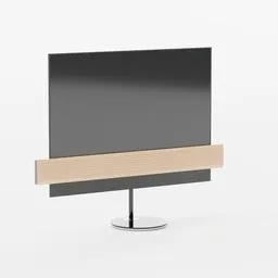 Detailed 3D model of modern TV with stand for Blender rendering, ideal for interior design visualization.