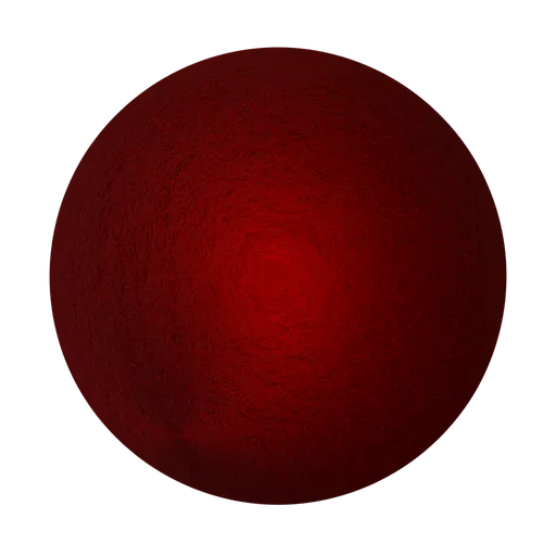Red emissive textured metallic shader material for 3D models in Blender PBR workflow.