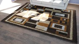 Realistic 3D model of a geometric patterned carpet created in Blender, suitable for interior design visualizations.