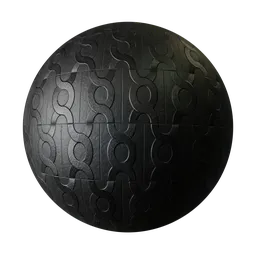 High-resolution PBR texture for 3D rendering in Blender, featuring black concrete with an interlocking design.