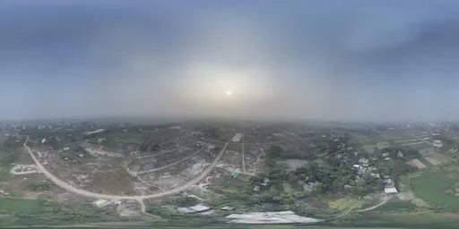 Foggy Village Panorama