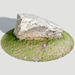 "Rock Scan 4: Photogrammetry 3D model of a granite rock in Dartmoor, Devon, perfect for landscape design in Blender 3D. Featuring pristine details and mossy natural textures for a realistic look."