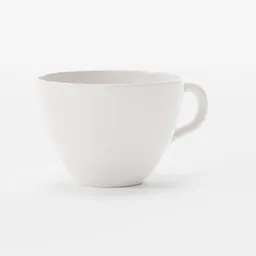 High-resolution 3D Blender model of a white ceramic cup, ideal for kitchen set renderings and digital compositions.