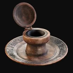 1800s Ornate Brass Inkwell