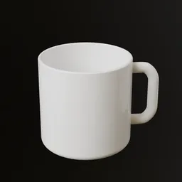 Realistic white ceramic coffee mug 3D model, designed with Blender for visualizations and digital scenes.