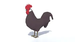 Stylized low poly rooster 3D model with separate object eyes, suitable for CG visualization and Blender projects.