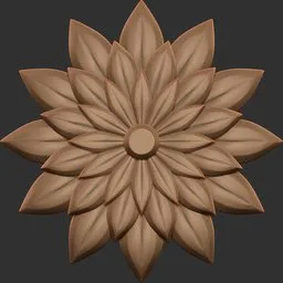 3D sculpting brush imprint of a detailed floral design, compatible with Blender for model detailing.