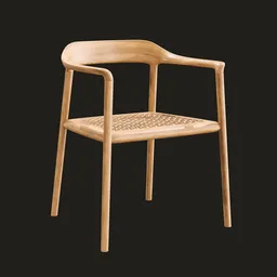 "Discover Liceo Chair, a beautifully crafted wooden chair with woven seat from Andreu World. This 3D model, created using Blender 3D, features crisp, clean lines and is perfect for any interior design project. Find it on BlenderKit under the category slug "regular-chair"."