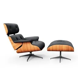 "3D model of the iconic Eames Lounge Chair and Ottoman in Blender 3D. Inspired by the Herman Miller version, this rendering showcases its clean lines, leather straps, and rounded architecture. Perfect for interior design enthusiasts and Blender users seeking high-quality furniture models."