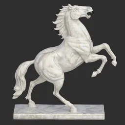 Rearing horse marble statue