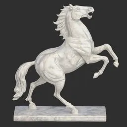 Rearing horse marble statue