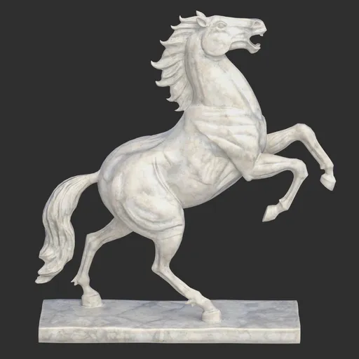 Rearing horse marble statue