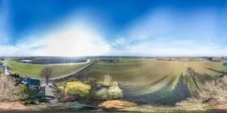 High-resolution HDR panorama of rolling farmland, ideal for scene lighting.