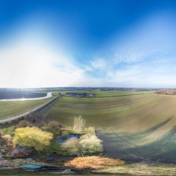 High-resolution HDR panorama of rolling farmland, ideal for scene lighting.