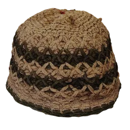 Highly detailed crocheted winter hat 3D model, perfect for Blender rendering and animation.