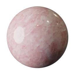 High-resolution Rosy Quartz marble texture for PBR shading in Blender 3D, featuring soft pink tones and realistic white veins.